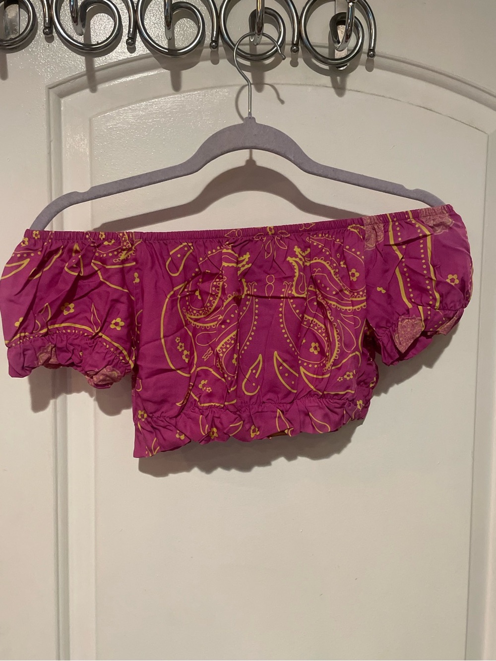 New! Benevierre Boho Fuchsia + Yellow Paisley Tiered Maxi Skirt  + Top 💕 XS Set - Picture 13 of 16
